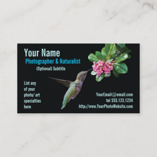 Tarjeta de visita del fotógrafo de la naturaleza 