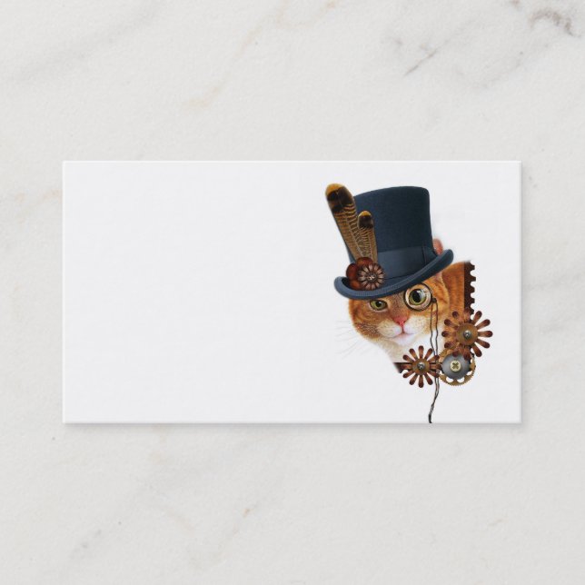 Tarjeta de visita del gato de Steampunk (Anverso)