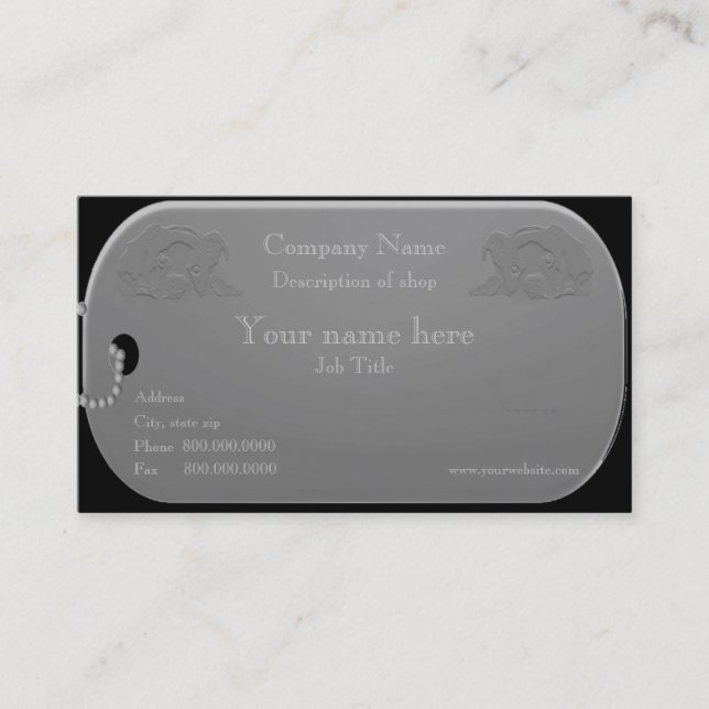 Tarjeta de visita del Groomer o del adiestrador de (Anverso)