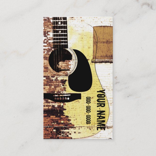tarjeta de visita del grunge de la guitarra (Anverso)