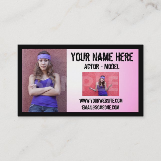 Tarjeta de visita del Headshot del actor del (Anverso)