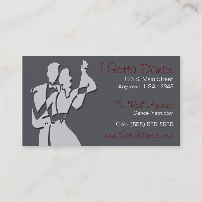 Tarjeta de visita del instructor de la danza de (Anverso)