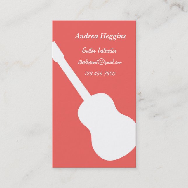 Tarjeta de visita del instructor de la guitarra (Anverso)