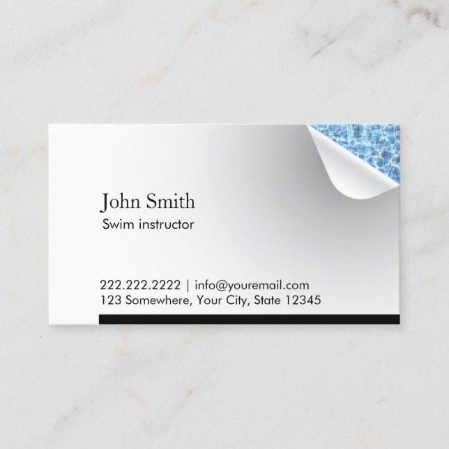 Tarjeta de visita del instructor de natación Blue  (Anverso)
