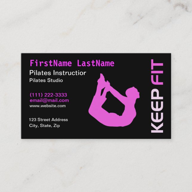Tarjeta de visita del instructor de Pilates de la (Anverso)