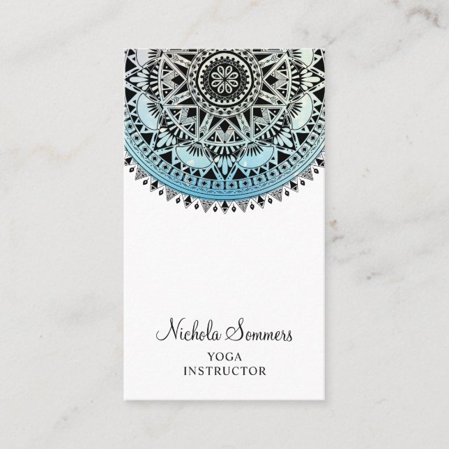 Tarjeta de visita del instructor de yoga Blue Ombr (Anverso)