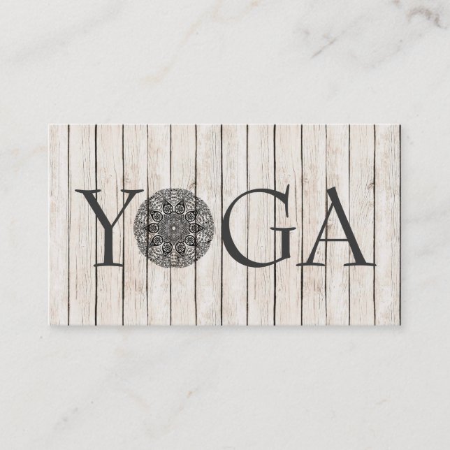 Tarjeta de visita del instructor de yoga de madera (Anverso)