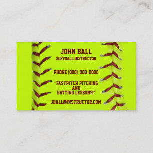 Tarjeta de visita del instructor del softball de