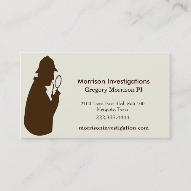 Tarjeta de visita del investigador privado de (Anverso)