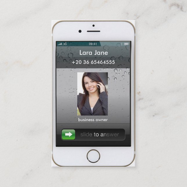 Tarjeta de visita del iPhone 6 del oro con el (Anverso)