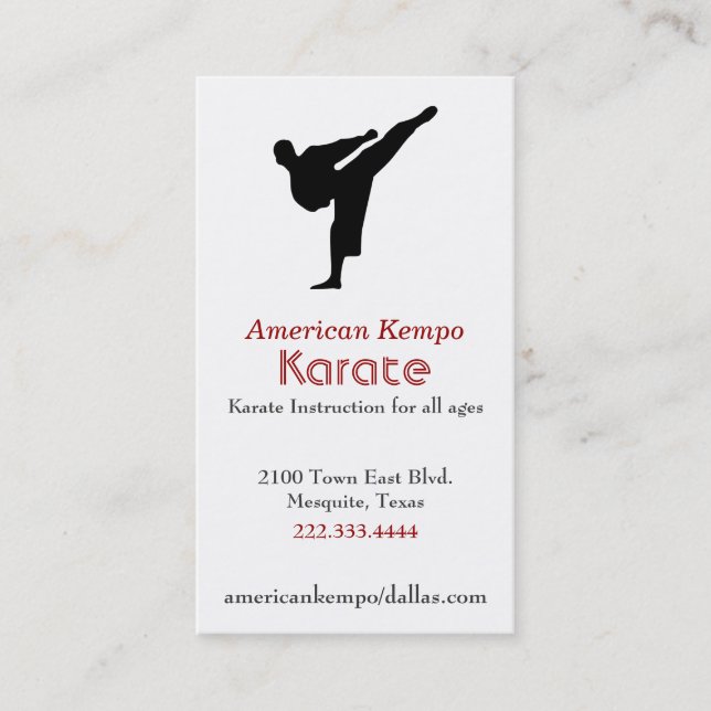 Tarjeta de visita del karate (Anverso)