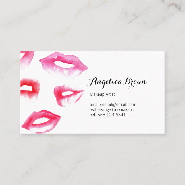 Tarjeta de visita del lápiz labial de la acuarela (Anverso)
