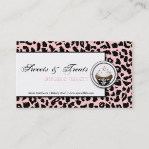 Tarjeta de visita del leopardo del rosa del negro