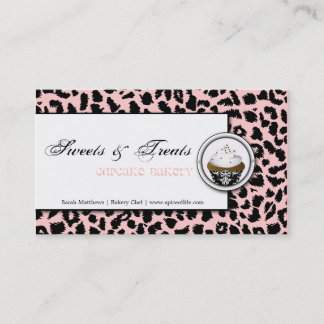 Tarjeta de visita del leopardo del rosa del negro