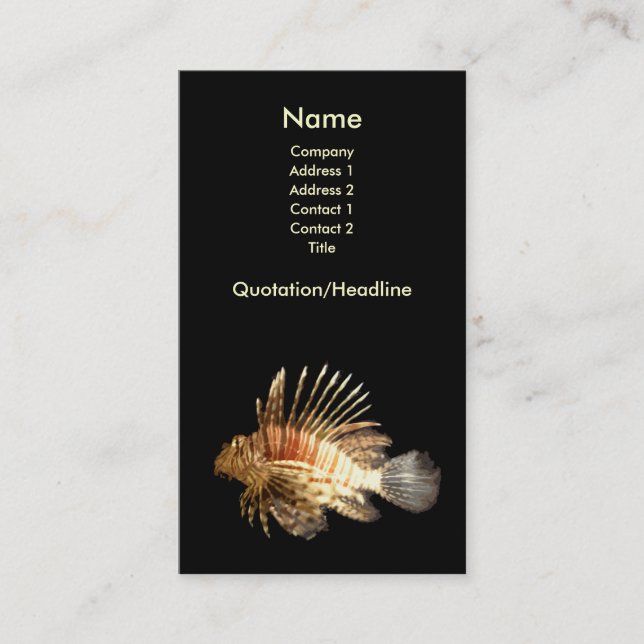 Tarjeta de visita del Lionfish (Anverso)