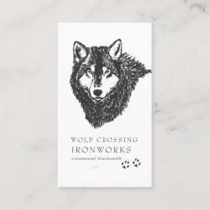 Tarjeta de visita del lobo del bosquejo del