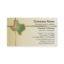 Tarjeta de visita del mapa de Tejas