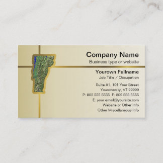 Tarjeta de visita del mapa de Vermont
