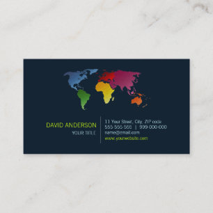 Tarjeta de visita del mapa del mundo