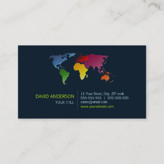 Tarjeta de visita del mapa del mundo