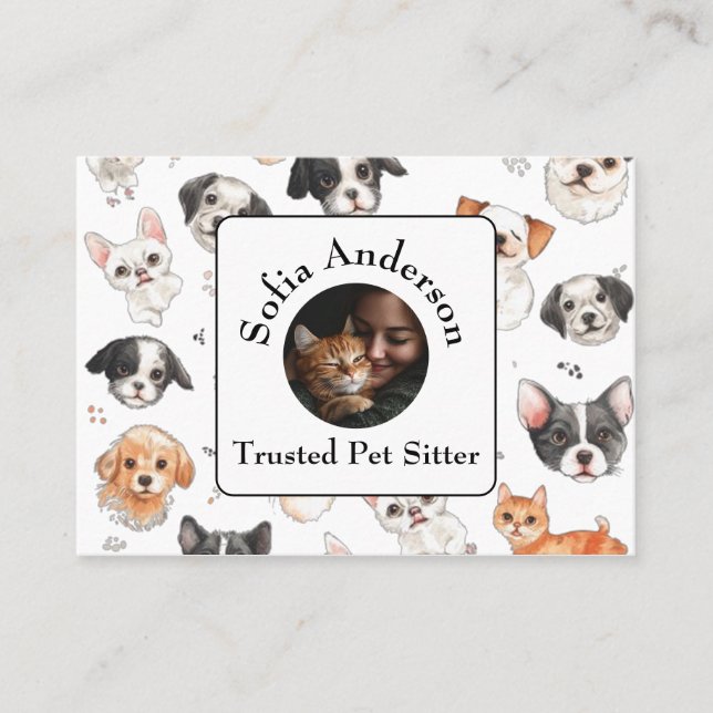 Tarjeta de visita del Mascota personalizado Sitter (Anverso)