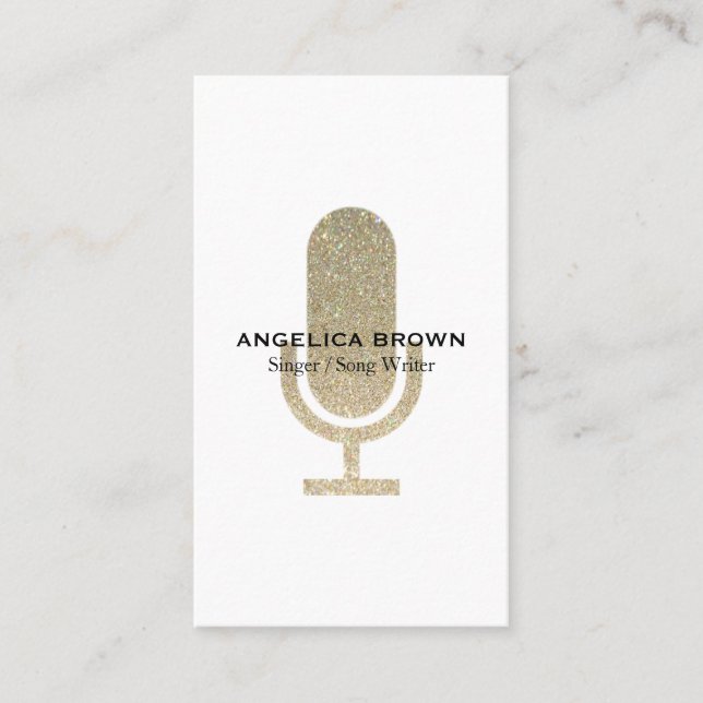 Tarjeta de visita del micrófono del purpurina (Anverso)