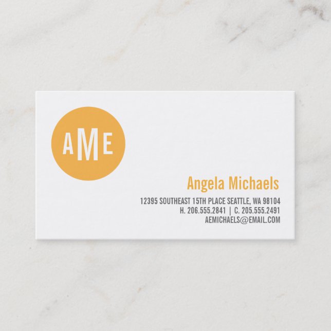 Tarjeta de visita del monograma del punto (Anverso)