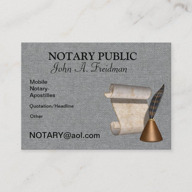 Tarjeta de visita del NOTARIO PÚBLICO (Anverso)