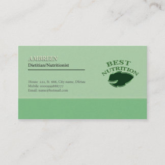 Tarjeta de visita del nutricionista