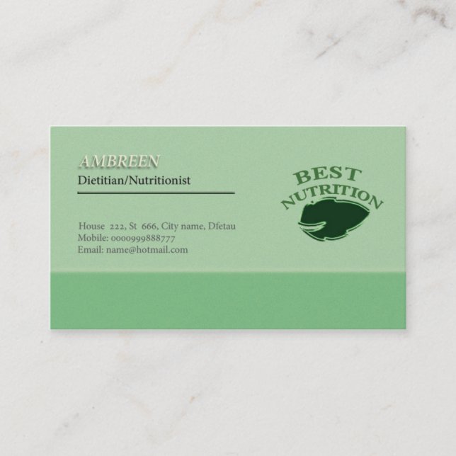 Tarjeta de visita del nutricionista (Anverso)