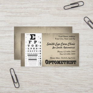 Tarjeta de visita del optometrista