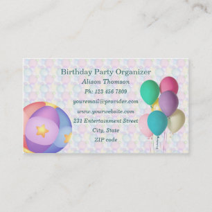 Tarjeta de visita del organizador de la fiesta de