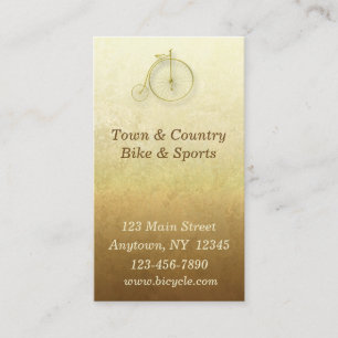 Tarjeta de visita del oro de la bicicleta