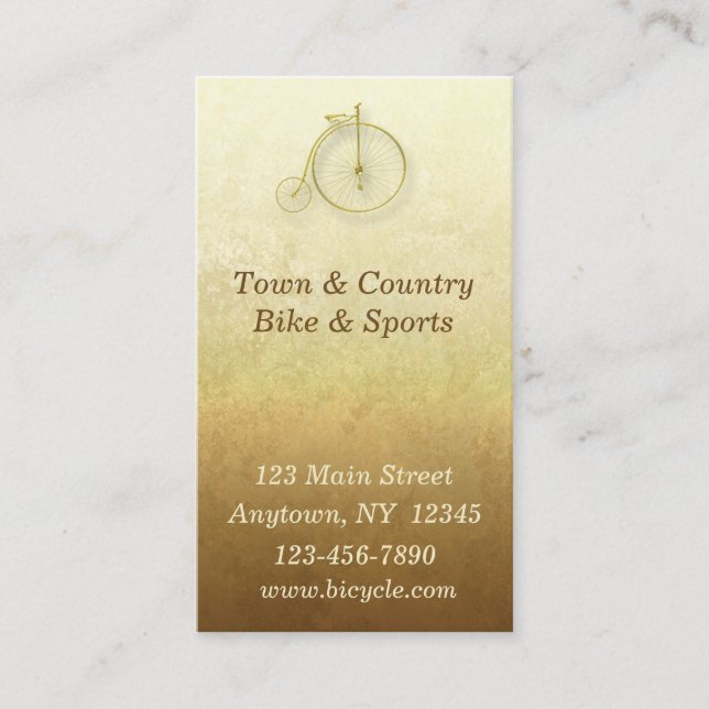 Tarjeta de visita del oro de la bicicleta (Anverso)
