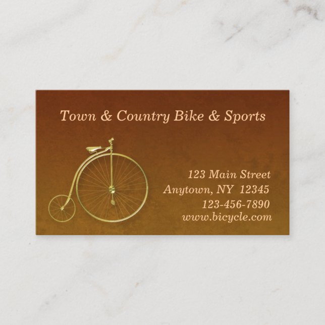 Tarjeta de visita del oro de la bicicleta (Anverso)