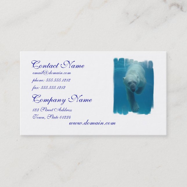 Tarjeta de visita del oso polar que nada (Anverso)