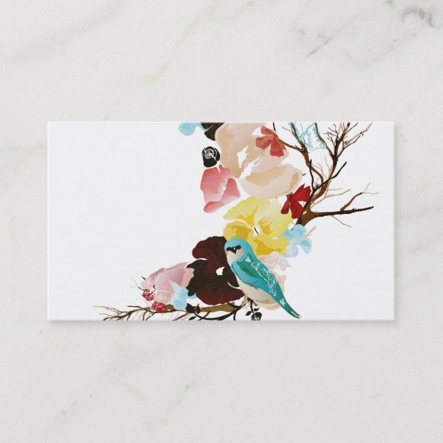 Tarjeta de visita del pájaro y de las flores (Anverso)