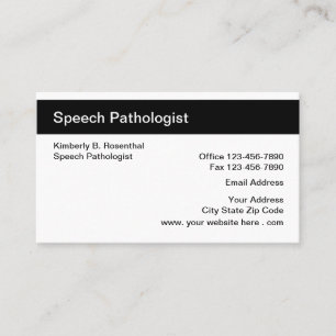 Tarjeta de visita del patólogo de discurso