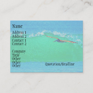 Tarjeta de visita del pelícano que practica surf