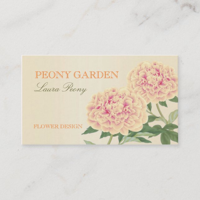 Tarjeta de visita del Peony (naranja) (Anverso)