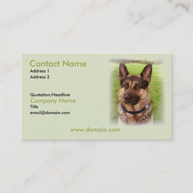 Tarjeta de visita del perro de perrito del pastor (Anverso)