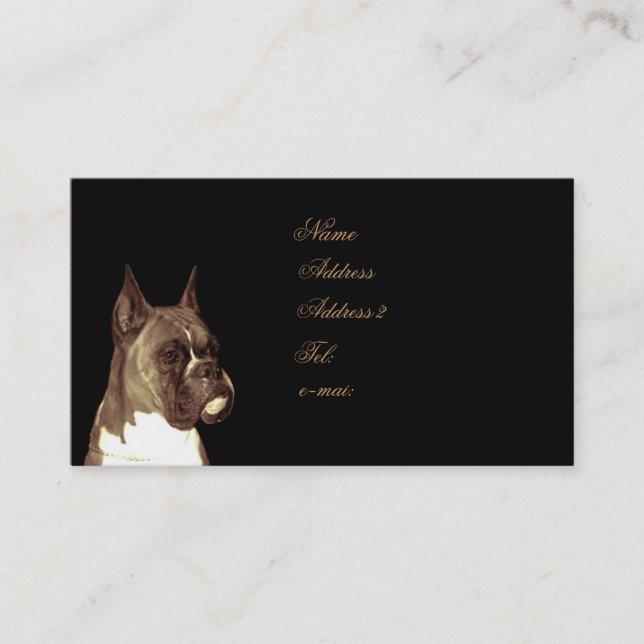 Tarjeta de visita del perro del boxeador (Anverso)