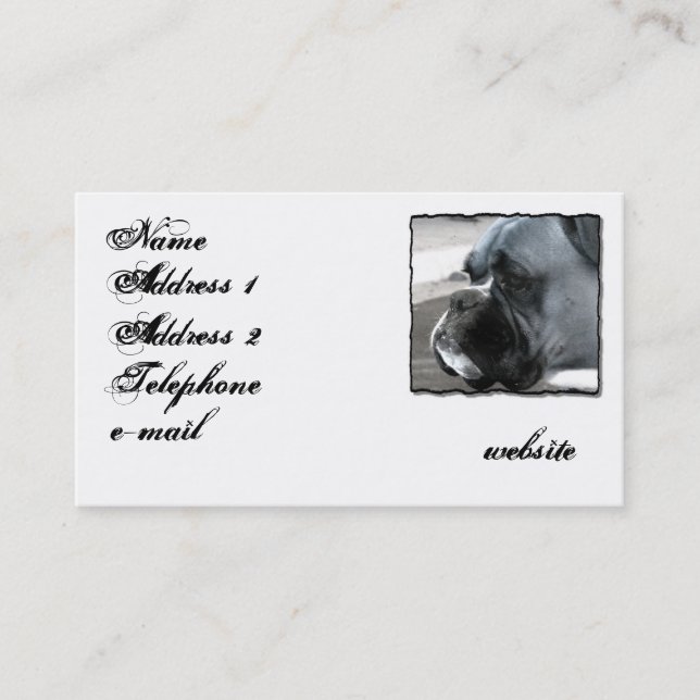 Tarjeta de visita del perro del boxeador (Anverso)