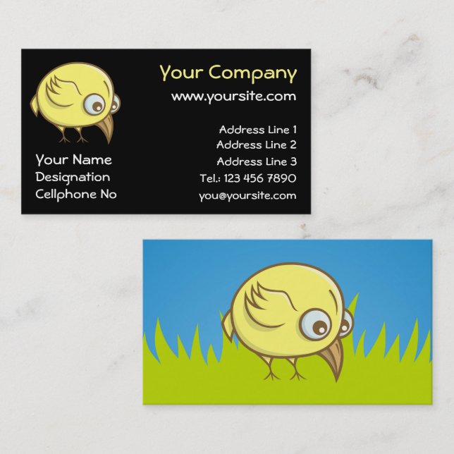 Tarjeta de visita del personalizado de aves amaril (Anverso / Reverso)