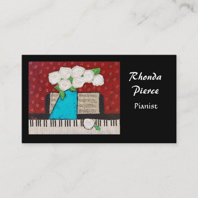 Tarjeta de visita del pianista con las flores (Anverso)
