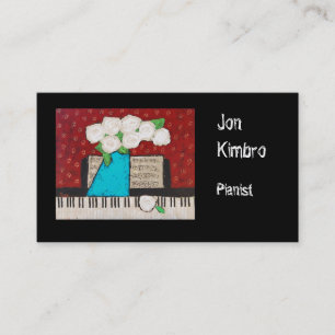 tarjeta de visita del pianista con las flores y el