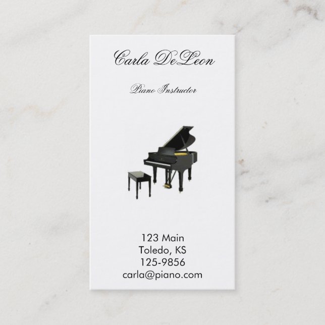 Tarjeta de visita del piano (Anverso)