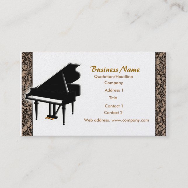 Tarjeta de visita del piano de cola (Anverso)