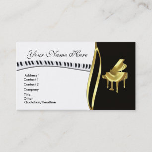 Tarjeta de visita del piano de cola del oro