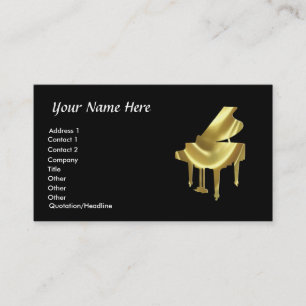 Tarjeta de visita del piano del oro